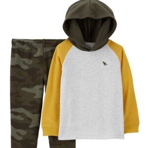 NWT Carter's Toddler Boys Hooded T-Shirt and Jogger Pants 2 Piece Set Camo Print